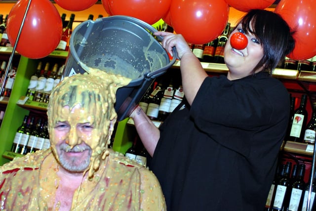 Bill McKenzie, manager of the Mills Local Store on Sea Road, Fulwell was "gunged" for Comic Relief with sales assistant Nicole Maskill performing the task. Remember this?