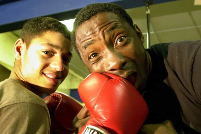 Ouch! Johnny Nelson gets a whack from the Ingle Gym's latest champion, 14-year-old Kell Brook from Hillsborough, who had just become a Yorkshire & Humberside schoolboy champion.