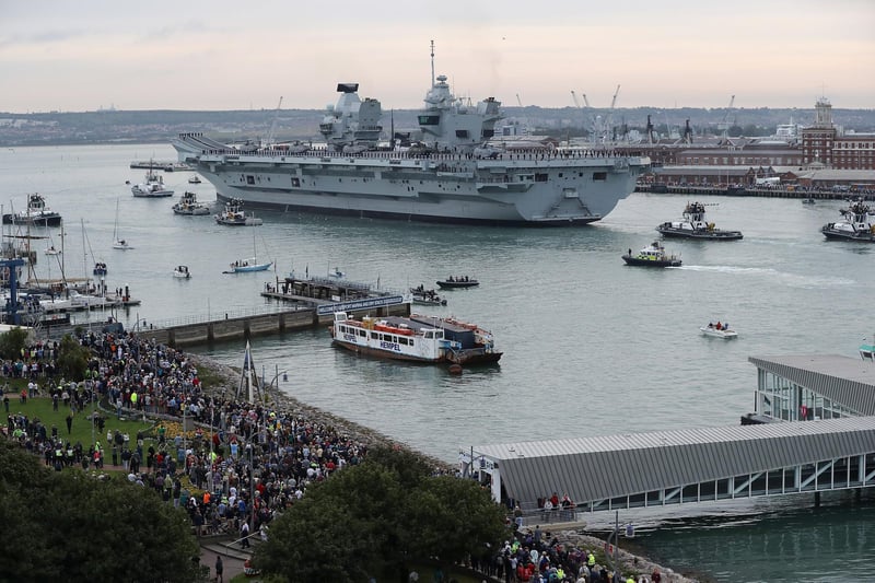 HMS Queen Elizabeth arrived in Portsmouth for the first time on August 16, 2017 having sailed from Rosyth. Picture: Dan Kitwood/Getty Images