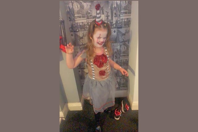 Olivia Million, age 5, as Pennywise.
