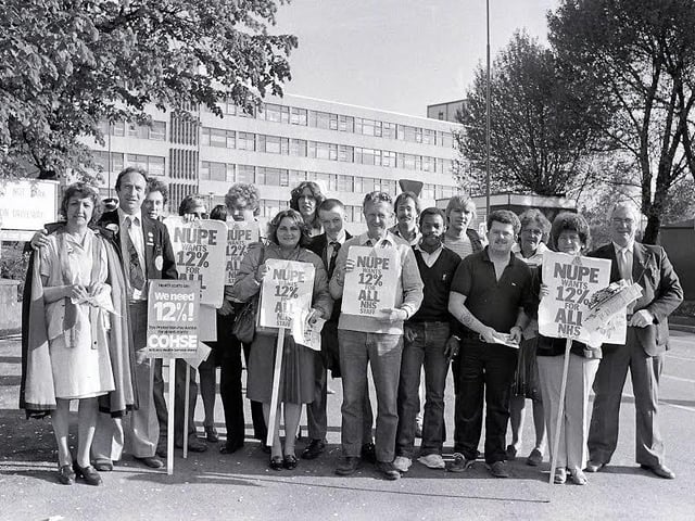 Staff at Sutton's Kings Mill Hospital protesting about wages