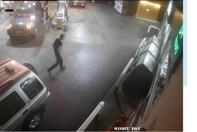 CCTV footage of Richard Dyson on a petrol station forecourt on the night he went missing