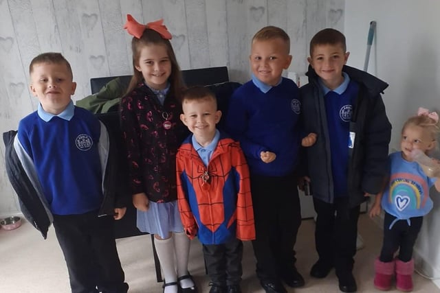 Jamie-lee Montgomery said: "Kayden, Kacey, Brooklyn, Jack, Rogan and Paisley all ready for their first day back at Amble Links."