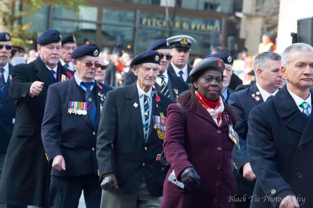 Cyril attending Remembrance Barkers Pool Sheffield