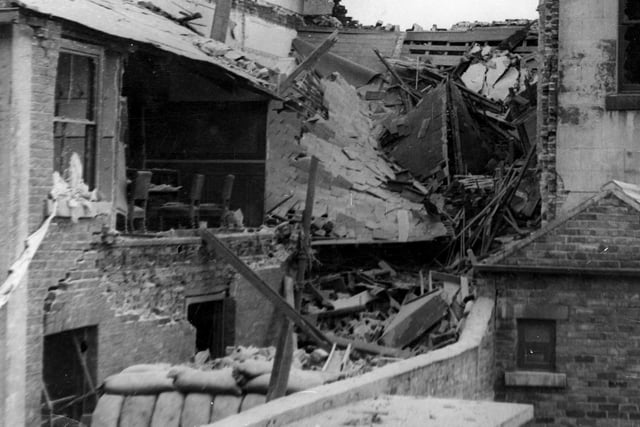 A table and chairs can be seen in this Sunderland property after the side of the house in Viewforth Terrace was blown out in an August 1940 air raid.