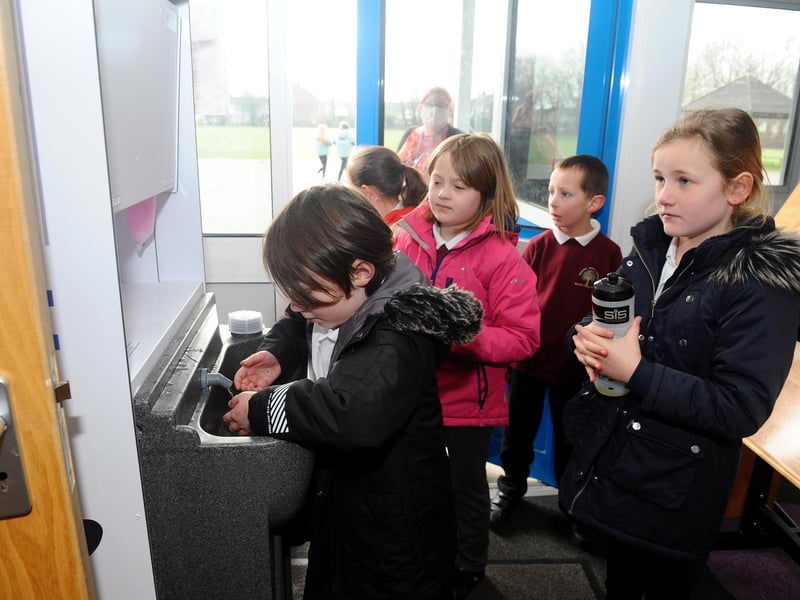 Pupils washing their hands before they start their lessons