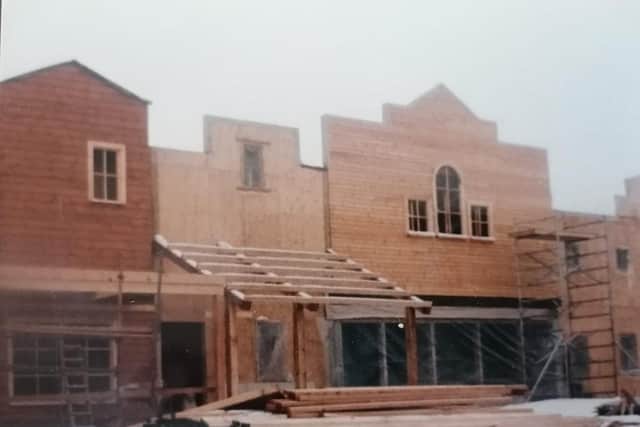 Construction work on the American Adventure in the mid-1980s (photo: John Rigby)