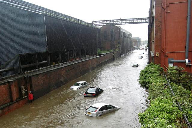 Brightside Lane next to Forgemasters underwater during the Sheffield flood of 2007. 