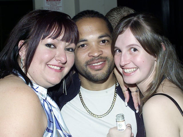 Nelson on his leaving do, with Jayne and Sandra at Banus