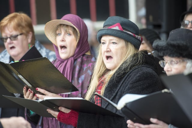 Sheffield Teachers Choir entertains with carols at Kelham Island Christmas Market in December 2017