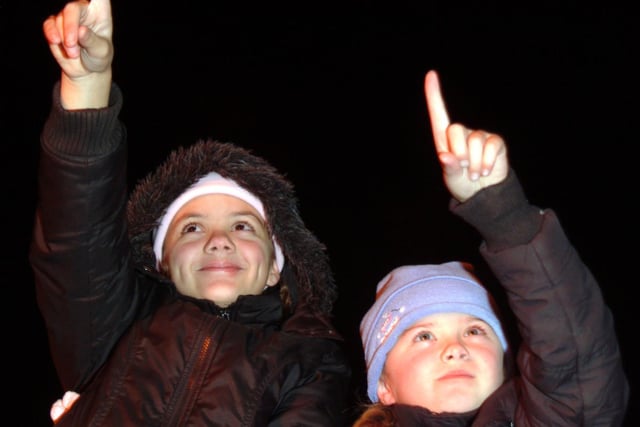 Pictured enjoying the fireworks display are Jessica Wooff aged 13 of Mansfield and her sister Geri aged 7.