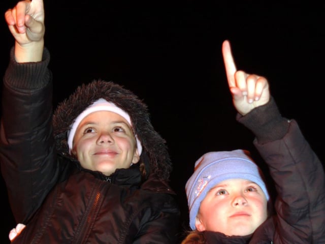 Pictured enjoying the fireworks display are Jessica Wooff aged 13 of Mansfield and her sister Geri aged 7.