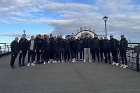Sheffield Steelers players on the prom at Cleethorpes as the team took part in a bonding session
