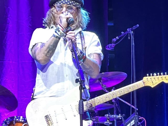 Johnnny Depp on stage at Sheffield City Hall. Picture: Jay Wang