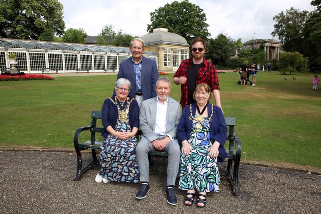 Art In The Gardens  Counting down to next month's Art In The Gardens (from left to right, back row) Ken Marshall of Sheffield Young Artists, artist Alan Pennington (front row) Lord Mayor of Sheffield Councillor Sioned-Mair Richards, Graysons managing partner Peter Clark and Lady Mayoress of Sheffield Councillor Jackie Satur.