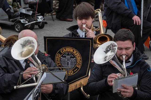 Members of Third Carrickfergus Band at the town's Remembrance Sunday service.