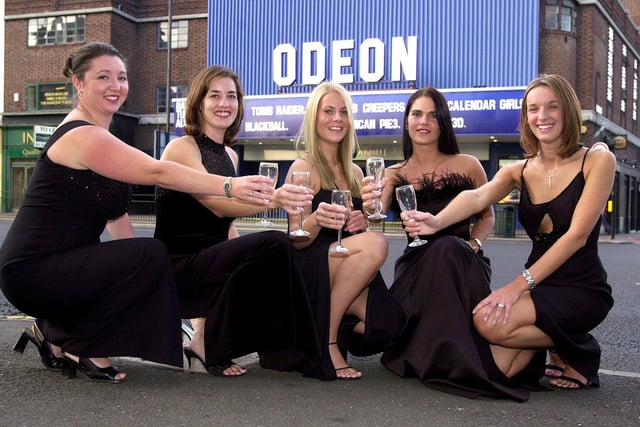 Donnywood movie Shotgun Dave Rides East had its premier at the Odeon in 20035th. And these ladies, from left,  Shelley Bojcic, aged 28, Julie Malkin, aged 26, Natalie Hall, aged 21, Jenny Rankine, aged 25, and Carol Shepard, aged 23, will be some of the hostesses on hand at the event.