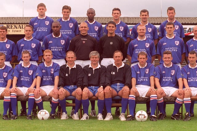 Chesterfield line up for a team pic at the old Saltergate. Did you used to own this kit?