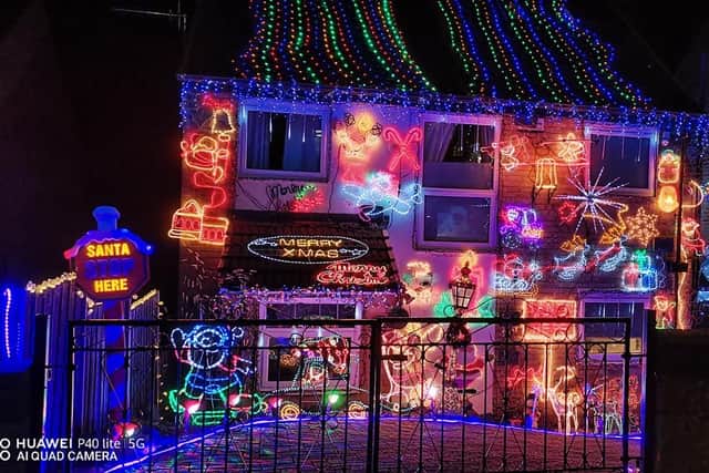 Phillip Gratton's spectacular Christmas lights display at his family home in Meadowhead, Sheffield (photo by Steve John)