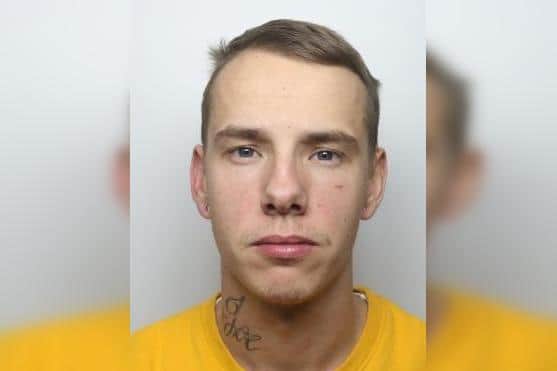 Pictured is John Needham, aged 23, of Spring Lane, Arbourthorne, Sheffield, who has been sentenced to 24 months of custody after he admitted causing criminal damage and using controlling or coercive behaviour against his ex-partner during their relationship in Doncaster.