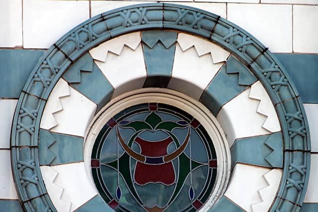 One of the circular windows atthe old Lansdowne Picture Palace on London Road