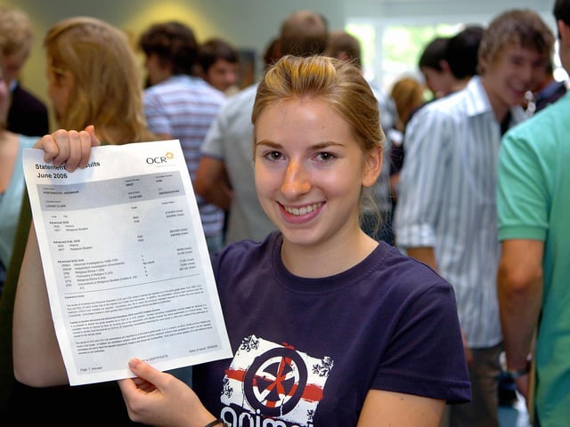 Louise Clark celebrates her A level results at Portsmouth Grammar School in 2006.
Picture: Ian Hargreaves (063602-6)