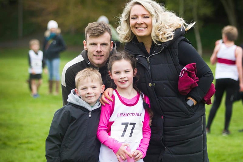 Liam, Danielle, Harrison and Leah Lavery at Teviotdale Harriers' last races of the season