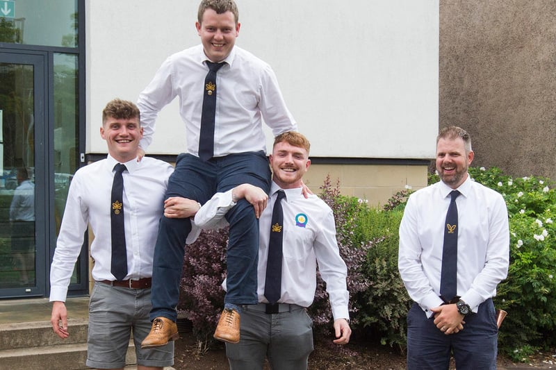 Jethart Callant, Euan Munro is lifted by his henchmen as they begin to relax after the official proceedings. (Photo: BILL McBURNIE)