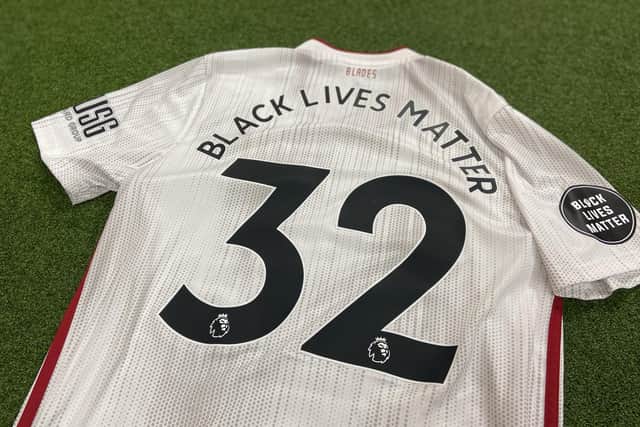 The "Black Lives Matter" slogan on the back of Sheffield United shirts: Sportimage