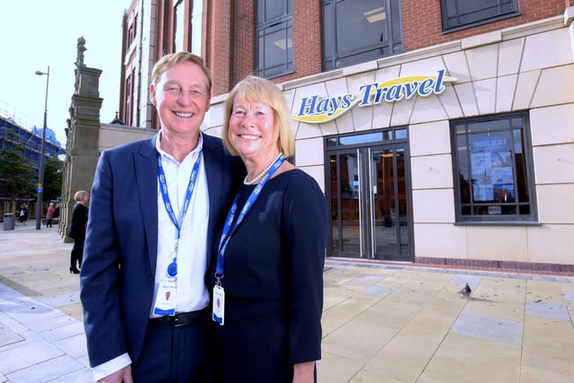 John and Irene Hays outside the company headquarters in Keel Square, Sunderland. Picture: Craig Connor / NNP.