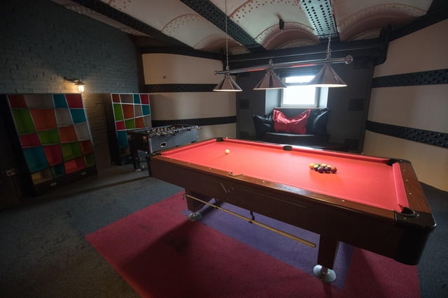A view of the pool room inside No Man's Fort