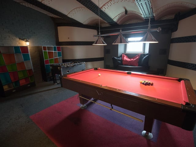 A view of the pool room inside No Man's Fort