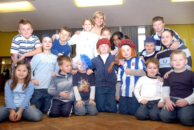 Pupils wore blue and white to mark St Andrew's Day in 2005.