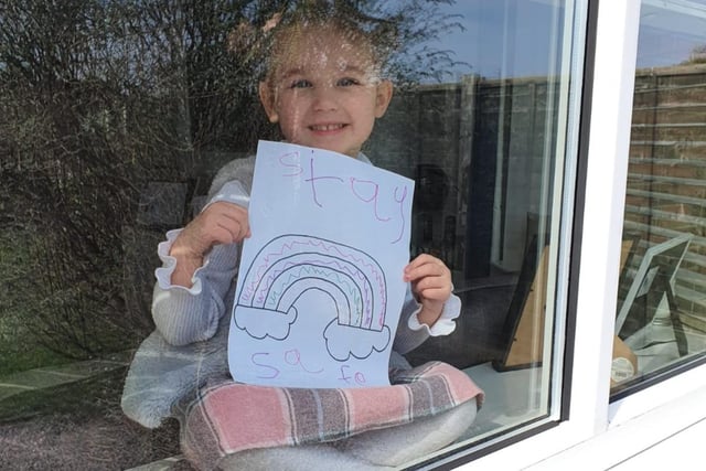 Four-year-old Poppy of Hartlepool drew this picture of a rainbow encouraging people to stay safe.