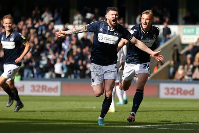 Oliver Burke celebrates a goal for Millwall during his loan spell from Sheffield United (Cameron Smith/Getty Images)