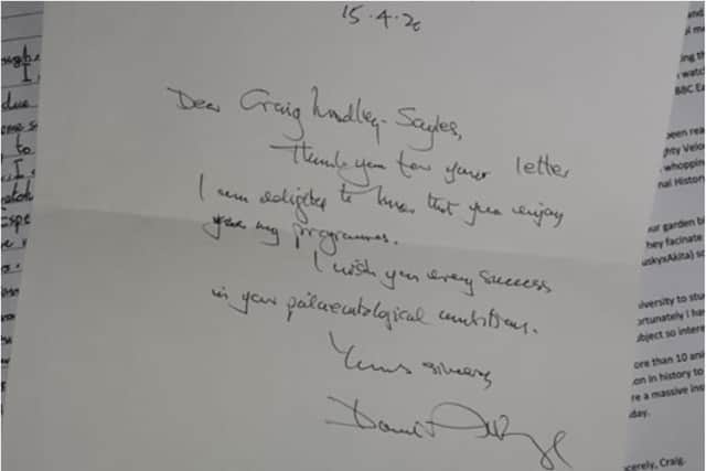Sir David's hand written reply to Craig.