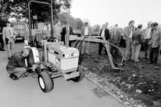 Health chiefs were unimpressed with a high-tech solution to dog mess in parks after it failed to work properly.  Demonstrators were embarassed when the £17,000 machine to scoop up faeces refused to start because of a mechanical failiure. When it did spring into life, it worked on a limited basis before its VIP audience of councillors and environmental health officials in Sheffield. Representatives of K9 Cleaners Ltd. could only watch as their sales demonstration of the K9 Retriever tractor failed to live up to expectations in October 1989