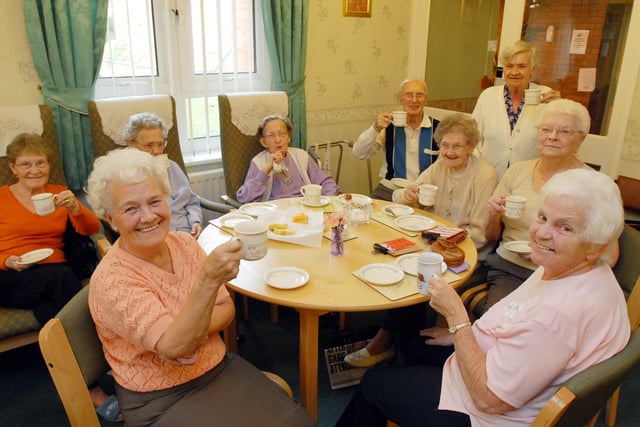 The residents of Wingrove House were enjoying a cuppa in aid of the Macmillan Nurses in 2007.