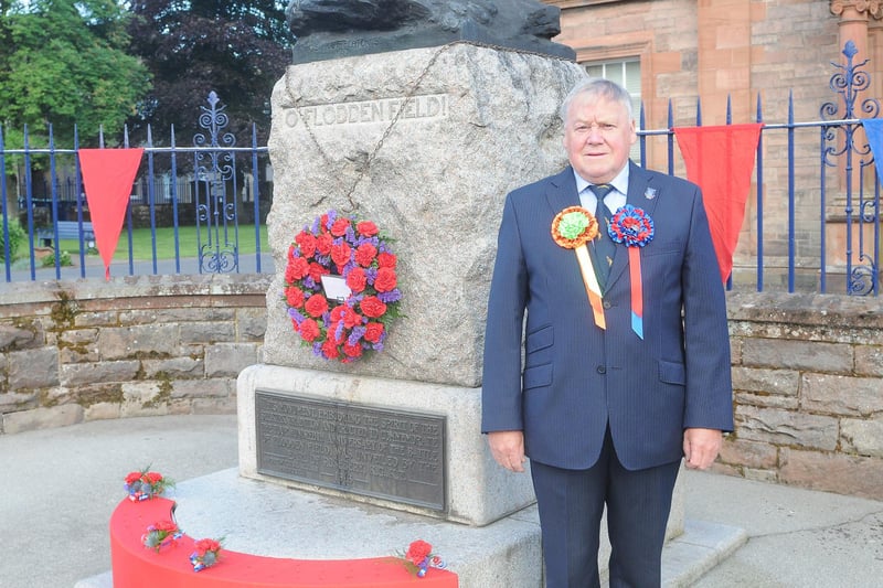 Golden Jubilee Standard Bearer Peter Scott laid a wreath at the Flodden Memorial. Photos: Grant Kinghorn.