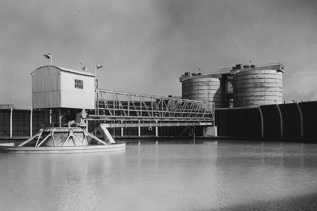 A general view of the reaction system at Steetley showing the two reaction tanks and settling tank before 1997. Photo: Hartlepool Library Service.