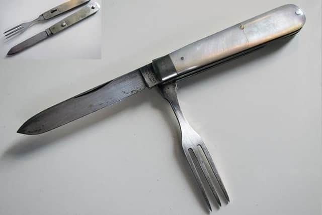 A Singleton & Priestman Pearl handle knife/fork.
