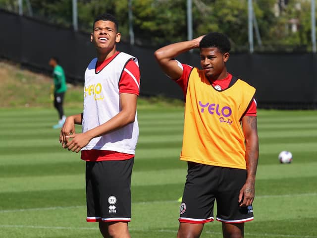 Will Osula (left) with fellow Sheffield United injury victim Rhian Brewster: Simon Bellis/Sportimage