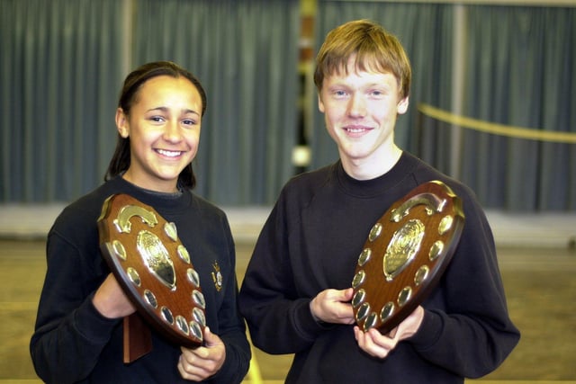 Among King Ecgbert's School alumni is olympic gold medallist and world champion Jessica Ennis. She is pictured here aged 14 with Martin Edwards, 15, when they received sportswoman and man of the year.
