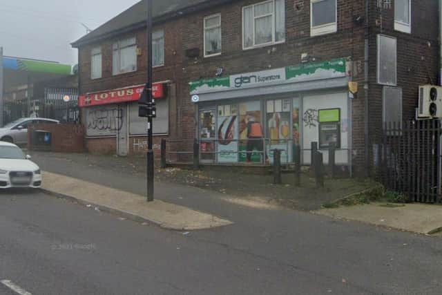 A teenager was attacked by two men and stabbed with a machete outside Gian Superstore in East Bank Road.