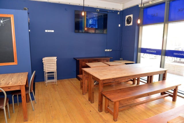 Bench-style seating for the day when pubgoers can enjoy food and drink inside again.