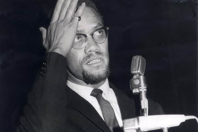 Malcolm X speaking at Sheffield University in December 1964