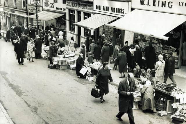 Traders on Dixon Lane, Sheffield, in 1967