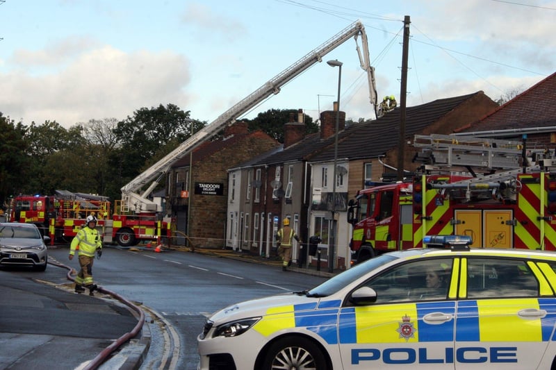 Multiple fire engines and police at the scene of the fire on Newbold Road