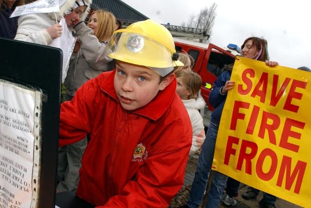 Protest to save Mexborough Fire Station in 2005.