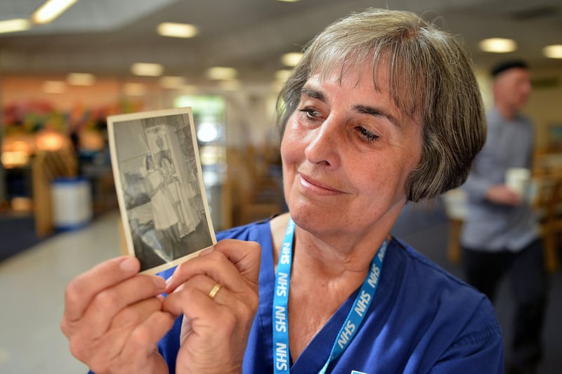 Nancy Clark with a photograph of herself just after she qualified as a Nurse. Remember this from 3 years ago?
